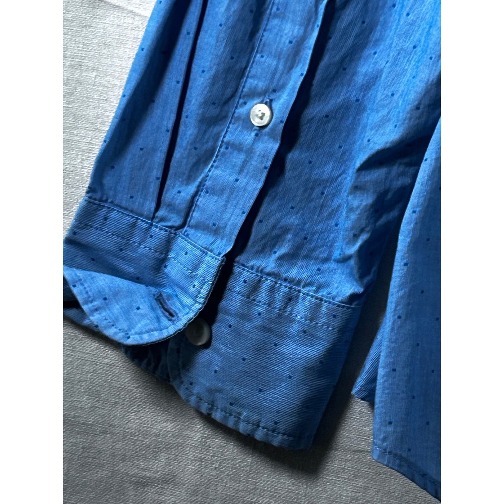 American Eagle Mens XXL Blue Seriously Soft Dot Button Down Shirt Long Sleeve - Picture 11 of 14